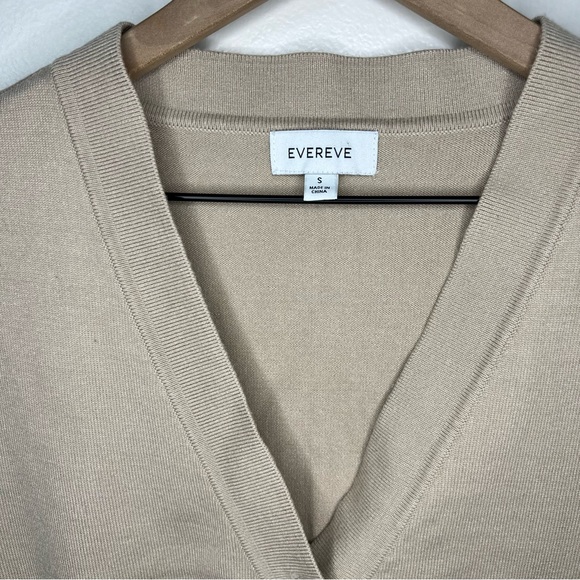 Evereve Cream Sweater Vest V Neck Women's Small Office Casual Cottagecore Tan - Picture 2 of 9